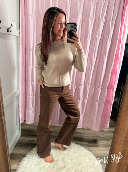 Mocha Wide Leg Denim