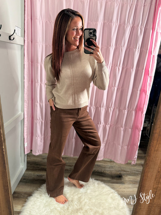 Mocha Wide Leg Denim