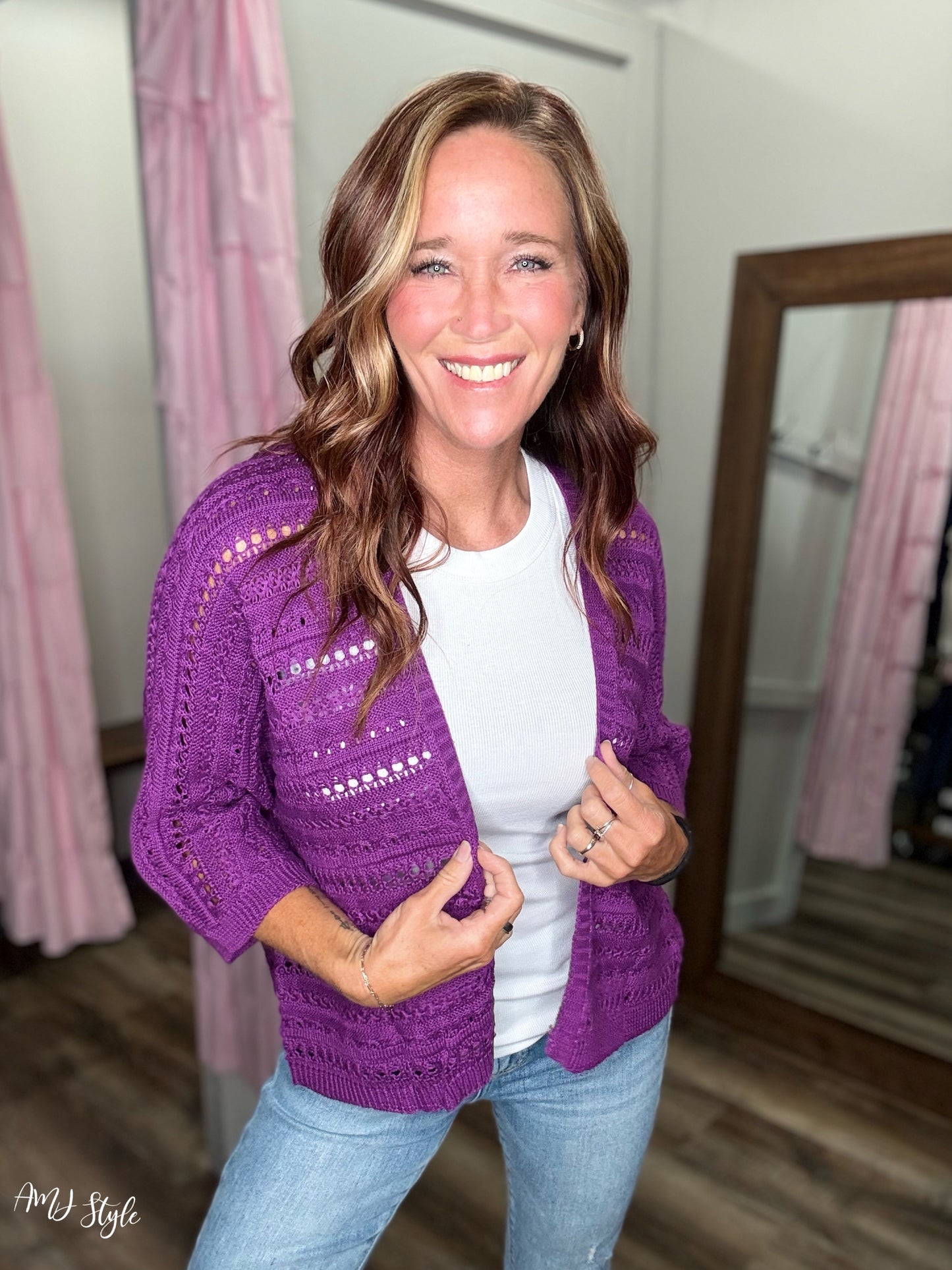 Moonlit Lavender Open Knit Cardi