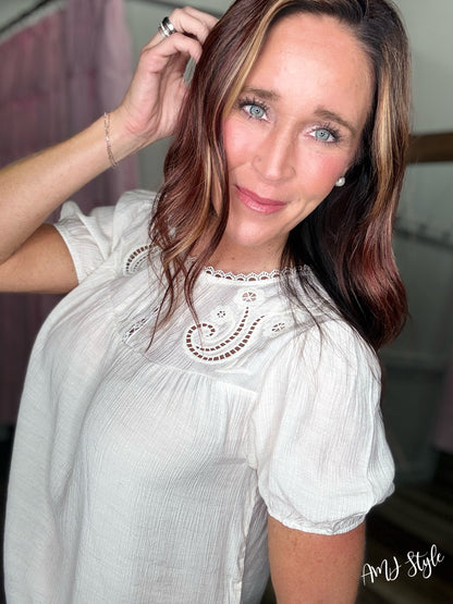 Eyelet Lace Top - Natural