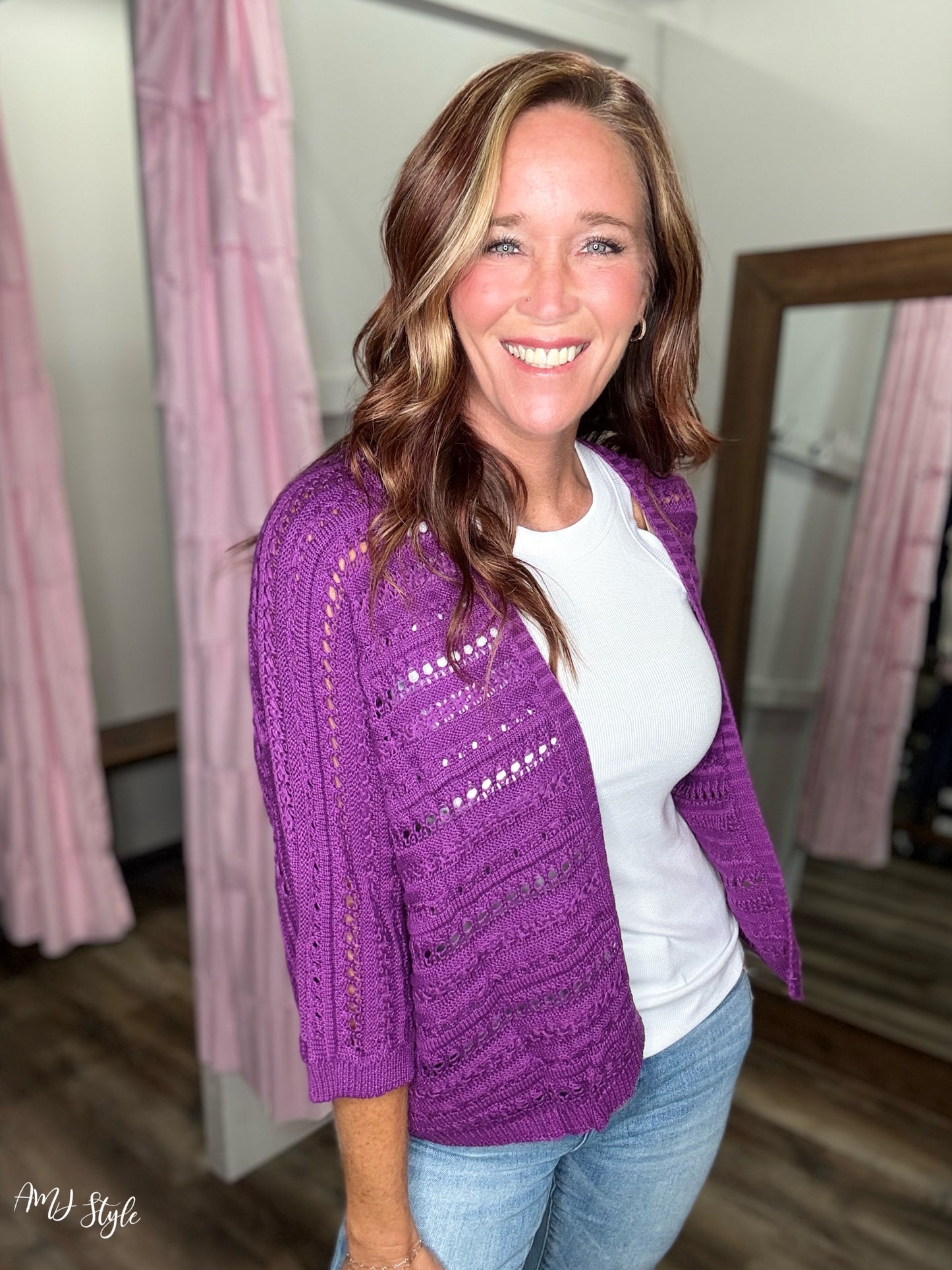 Moonlit Lavender Open Knit Cardi