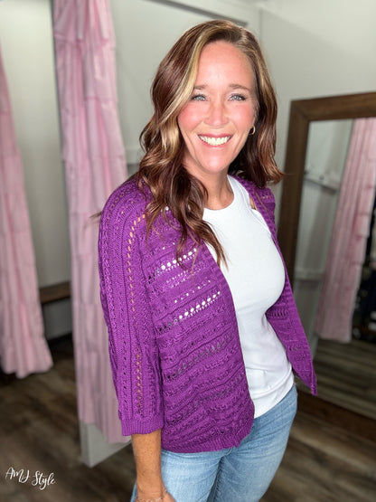 Moonlit Lavender Open Knit Cardi