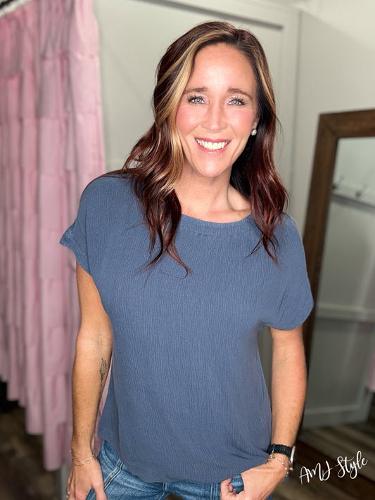 Laid Back Rayon Top - Dark Denim