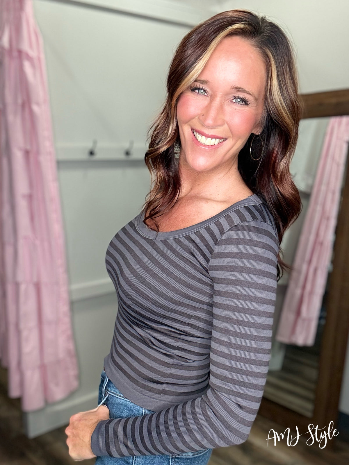It Girl Top Long Sleeve- Gunmetal
