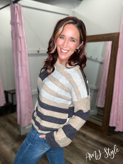 The Color Block Edit Sweater - Gray