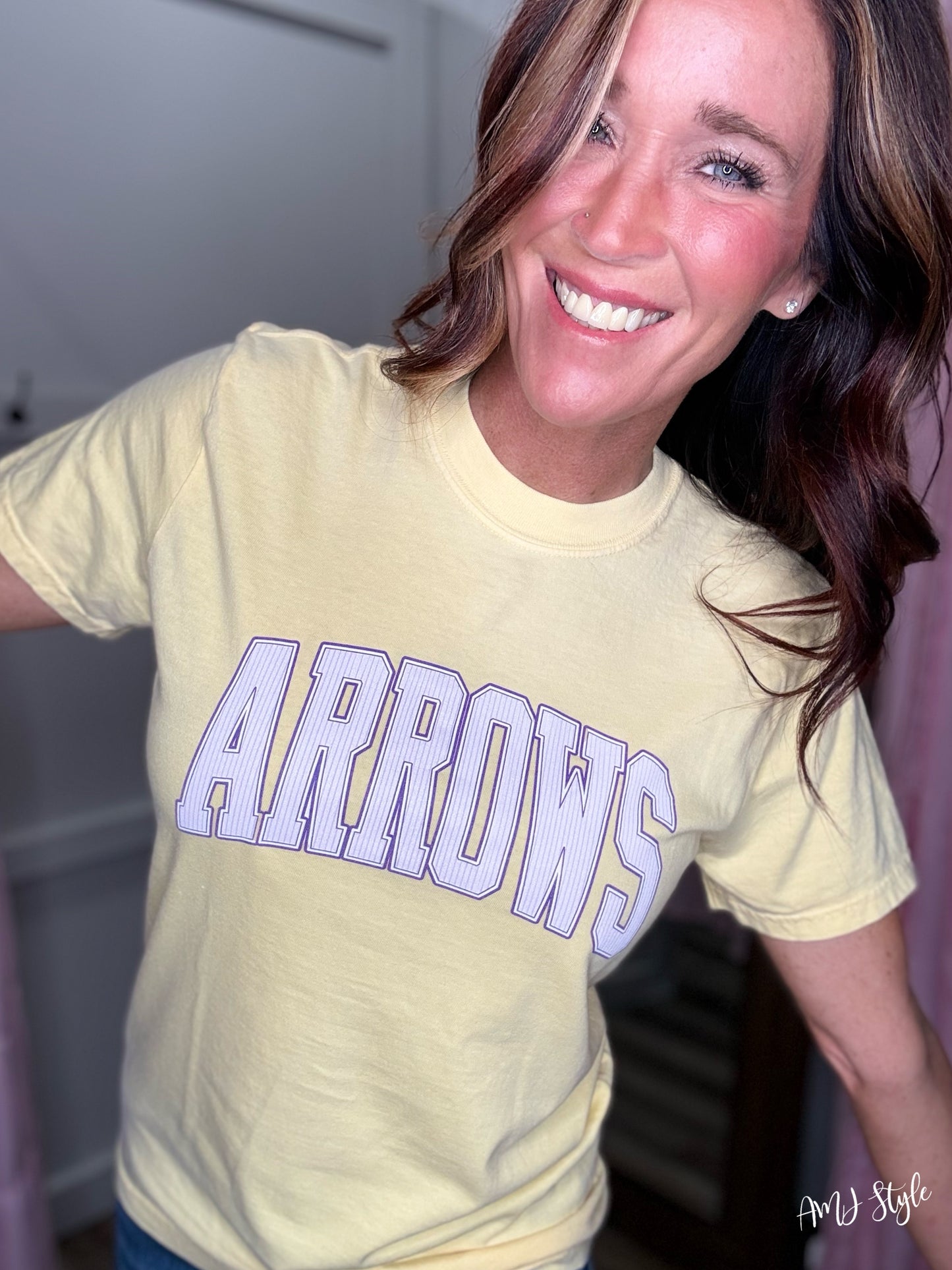 Arrows Game Day Tee - Yellow Polka Dot