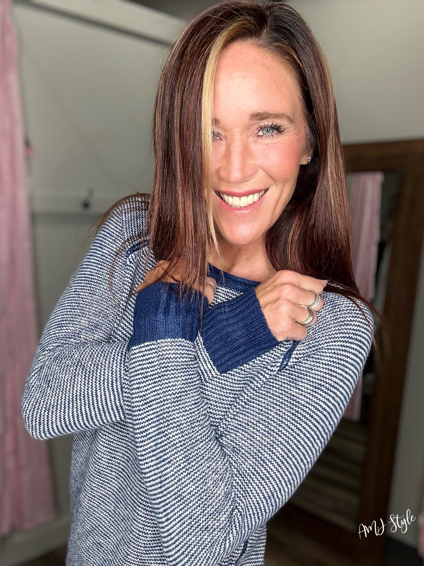 Darling Stripe Sweater - Navy
