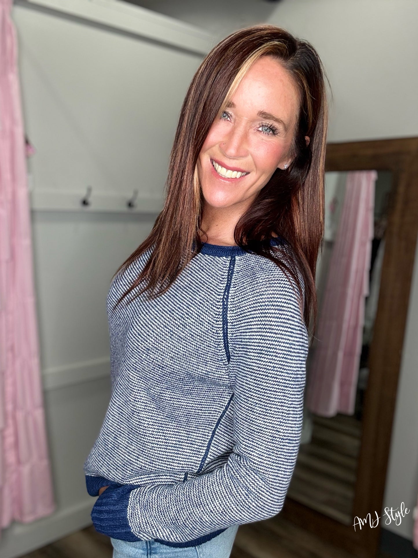 Darling Stripe Sweater - Navy