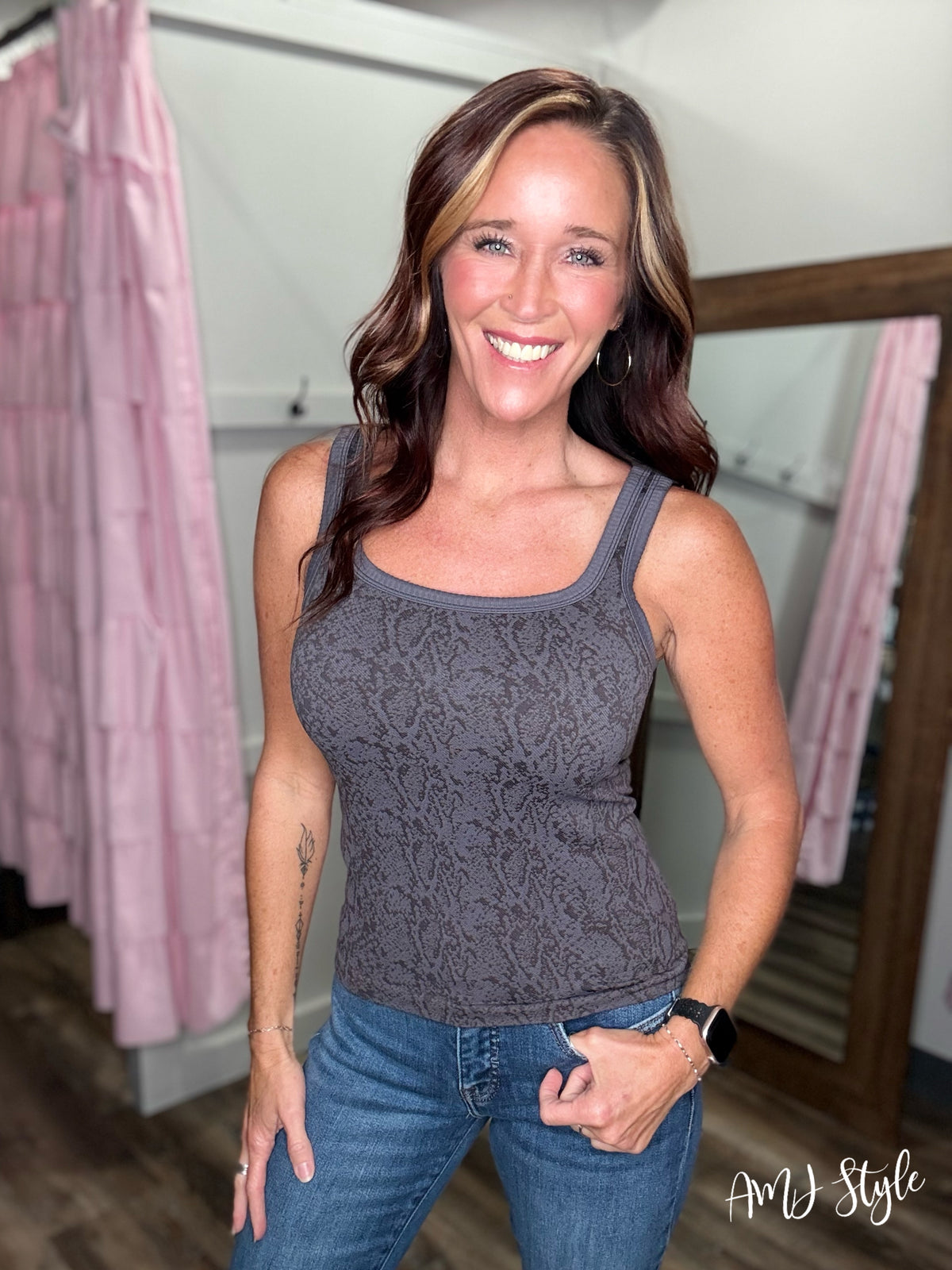 Rebel Chic Tank - Gunmetal
