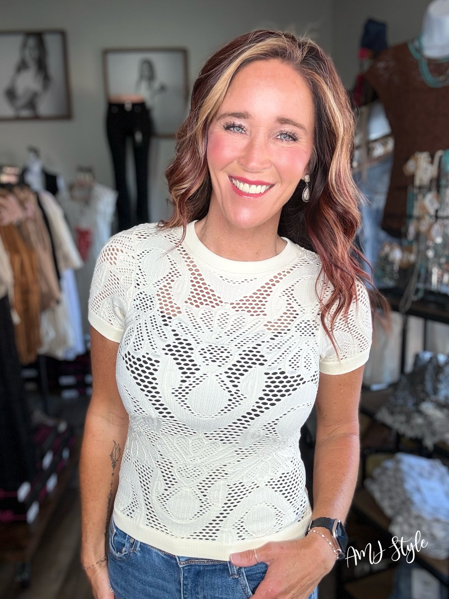 Lace in Motion Top - Off White