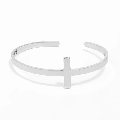 Cross Cuff Engraved Bracelet