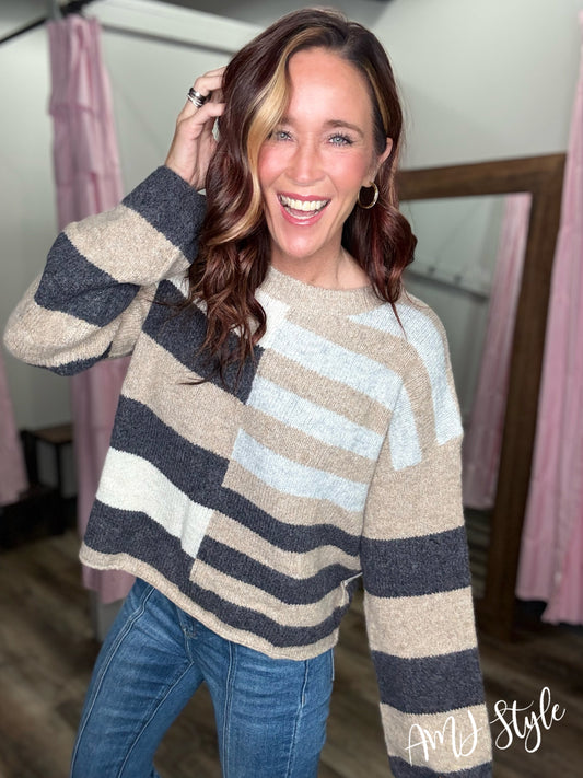 The Color Block Edit Sweater - Gray