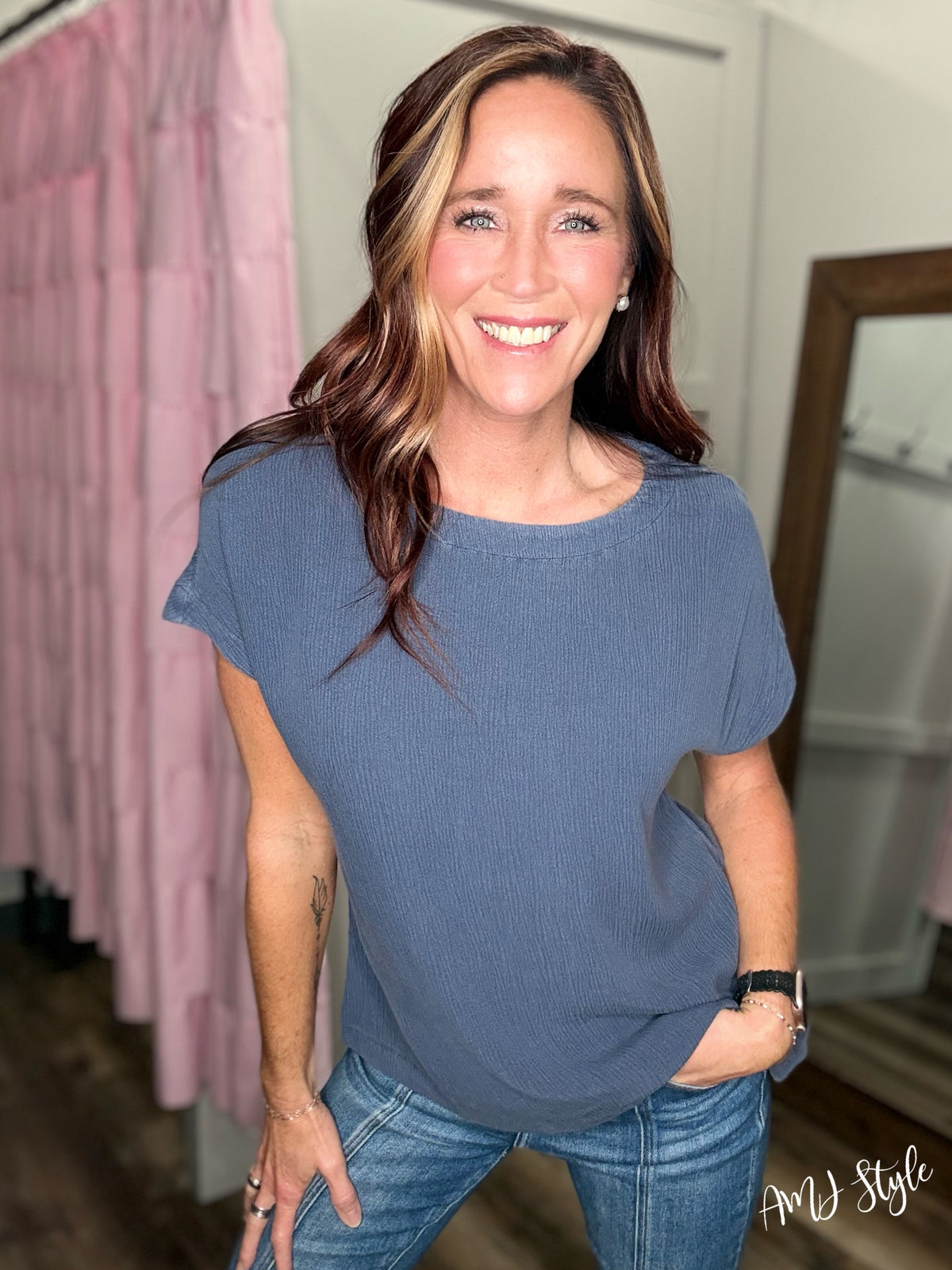 Laid Back Rayon Top - Dark Denim