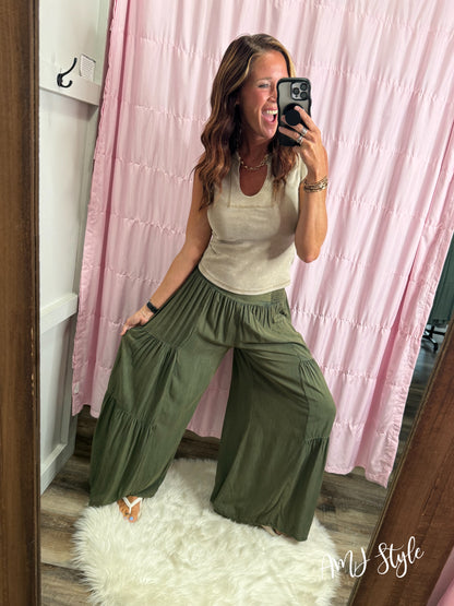 Cascading Pants - Olive