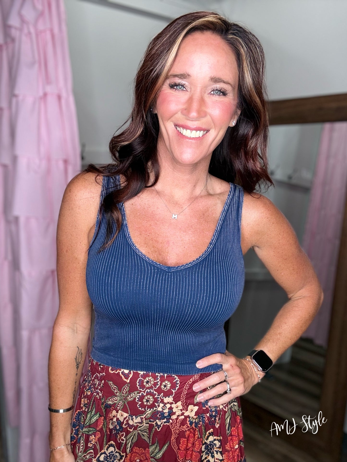 Honey Vintage Tank - Navy