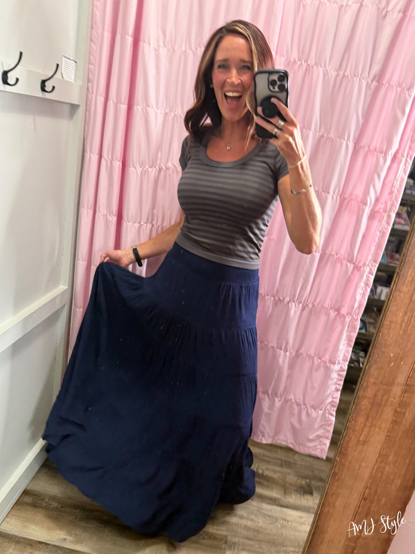 Vintage Navy Maxi Skirt