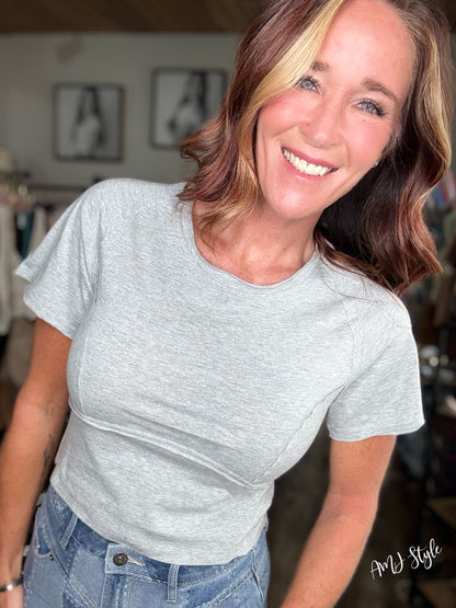 Moonstone Mineral Wash Top - Gray