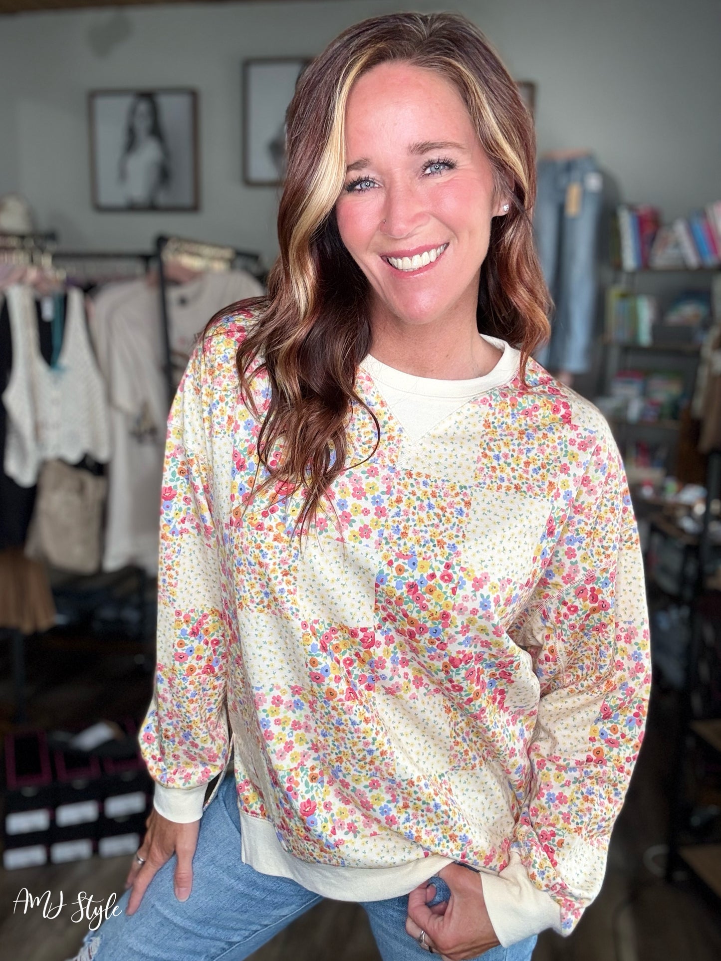 Vintage Bloom Patchwork Pullover