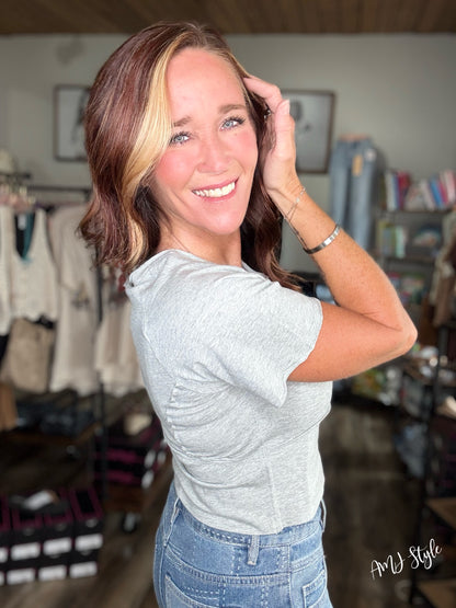 Moonstone Mineral Wash Top - Gray