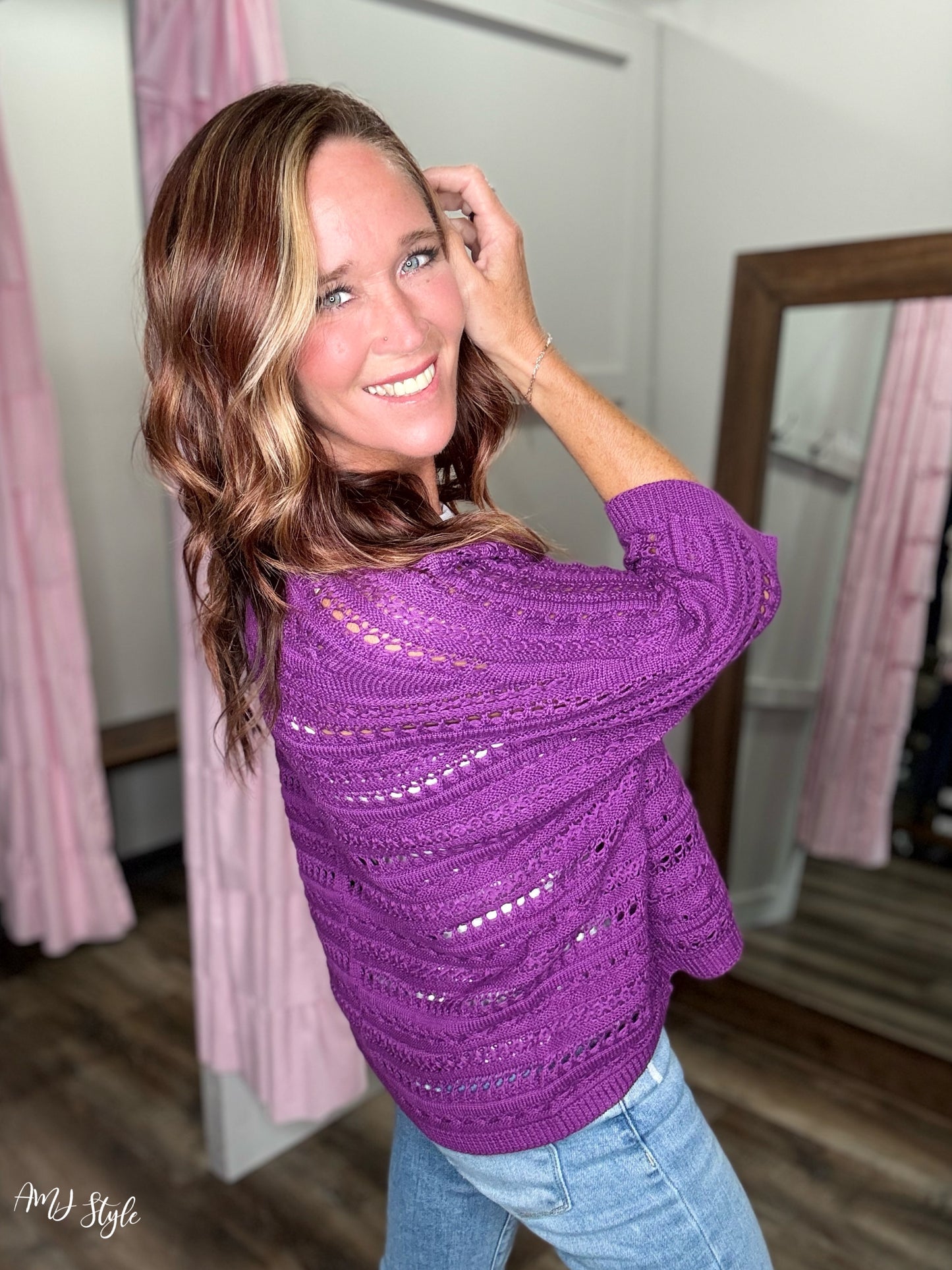 Moonlit Lavender Open Knit Cardi