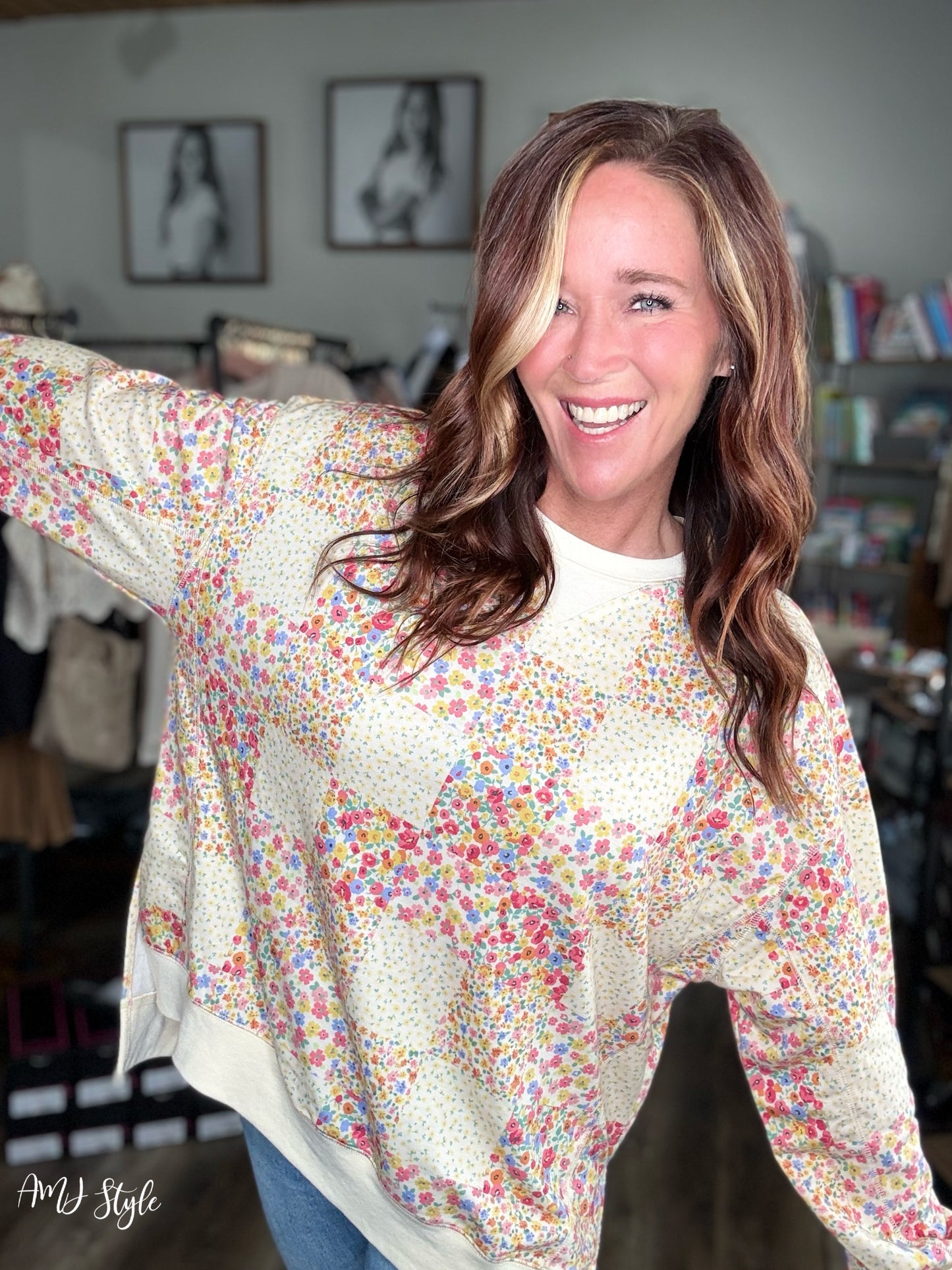 Vintage Bloom Patchwork Pullover