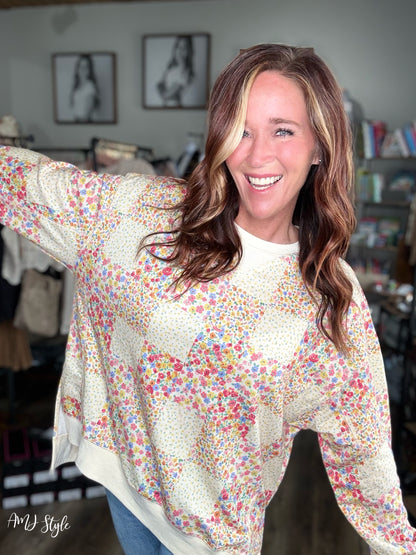 Vintage Bloom Patchwork Pullover