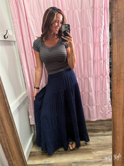 Vintage Navy Maxi Skirt
