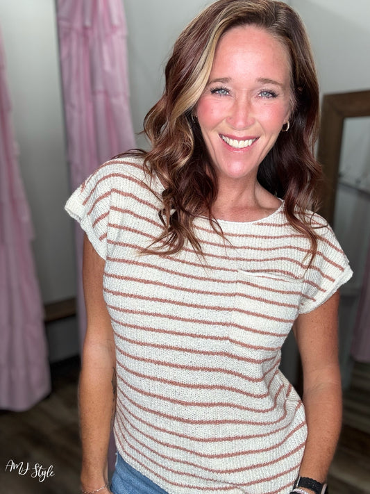 Cocoa Stripe Top
