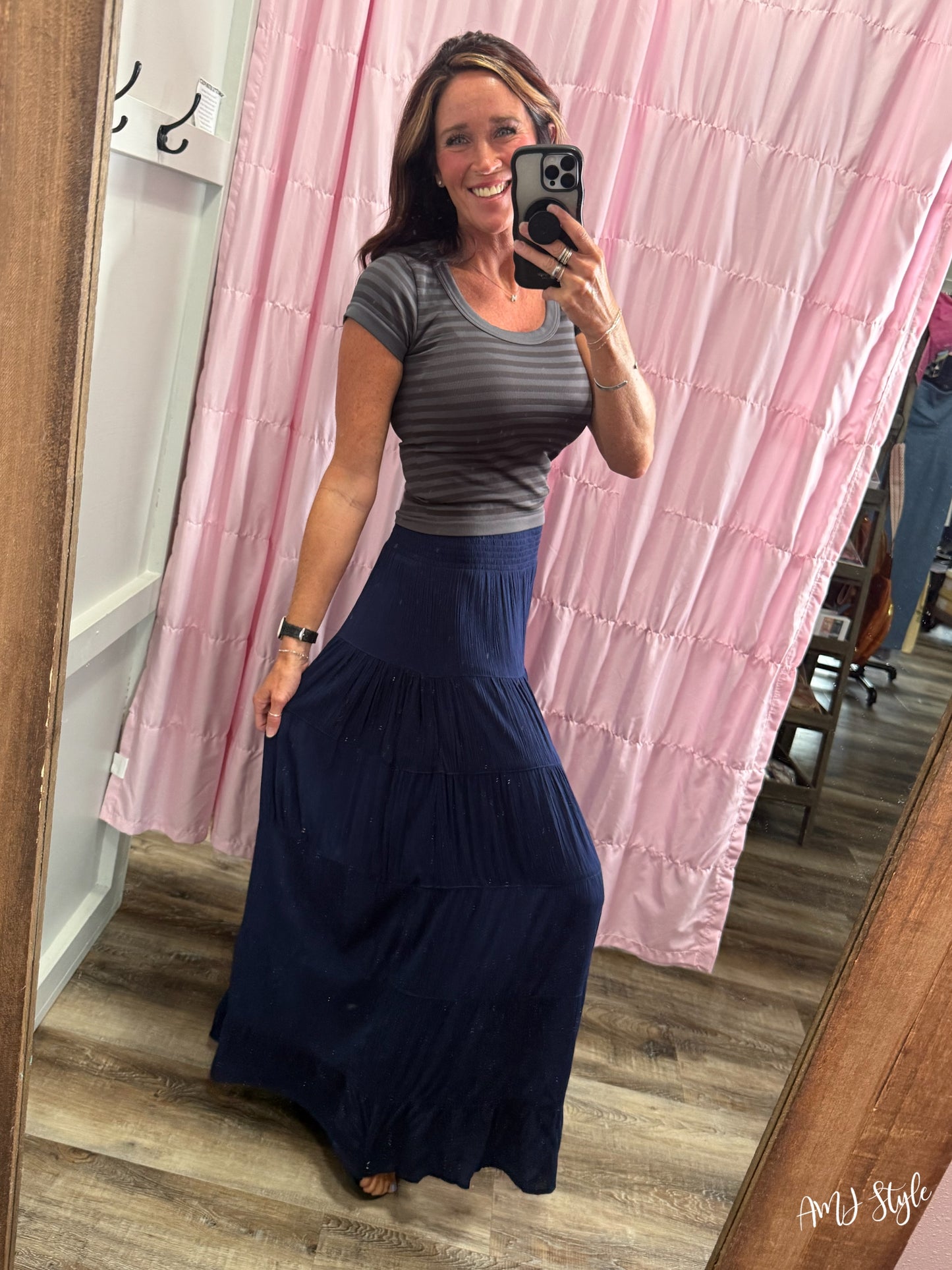 Vintage Navy Maxi Skirt