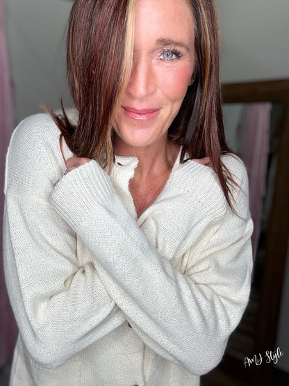 Ivory Luxe Toggle Sweater