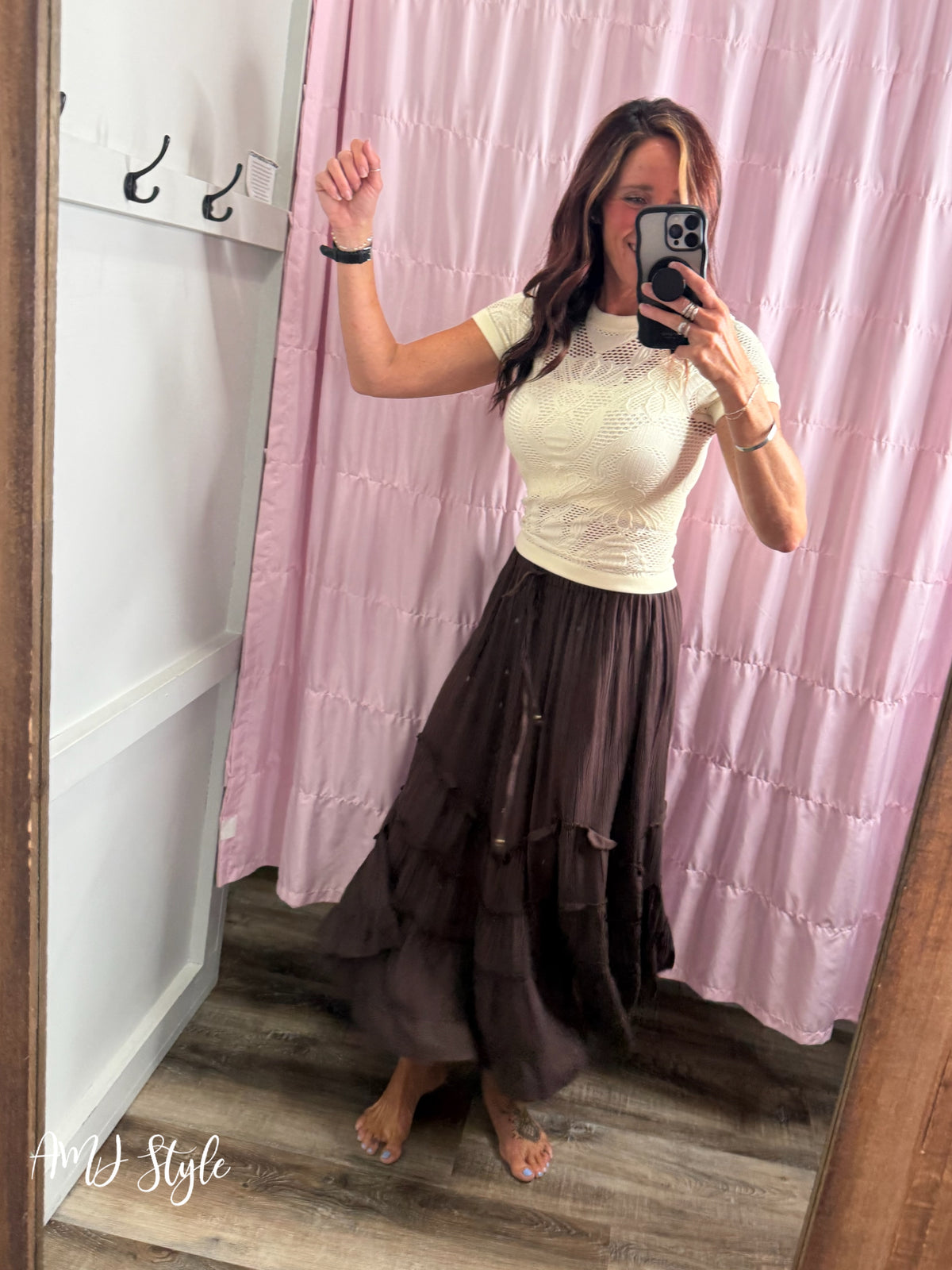 Wavy Ruffle Chocolate Skirt