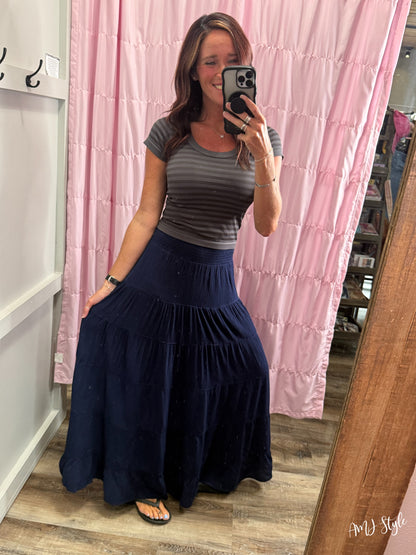 Vintage Navy Maxi Skirt
