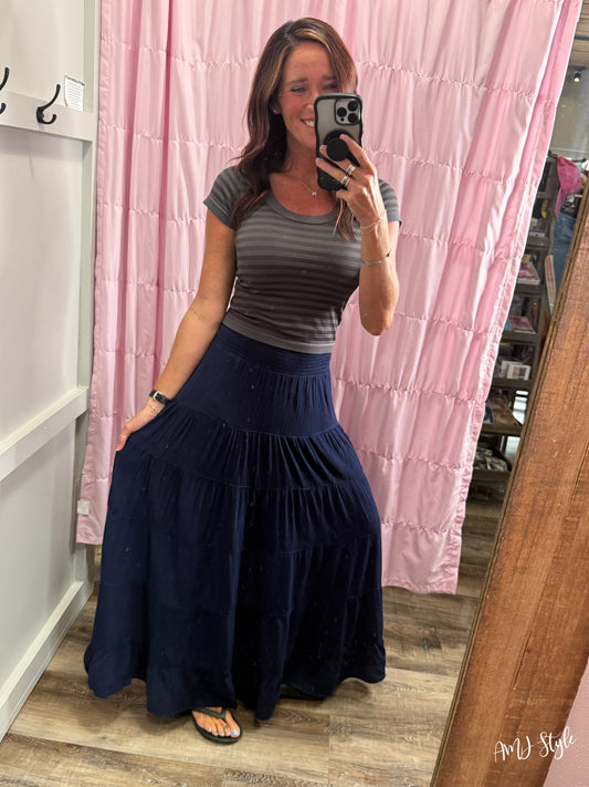 Vintage Navy Maxi Skirt