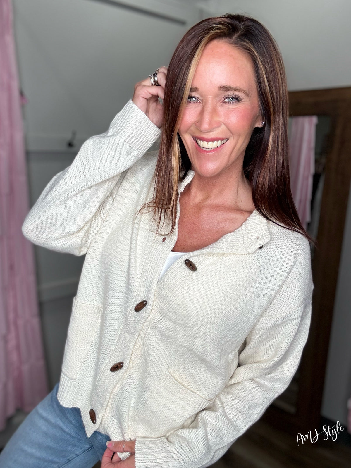 Ivory Luxe Toggle Sweater