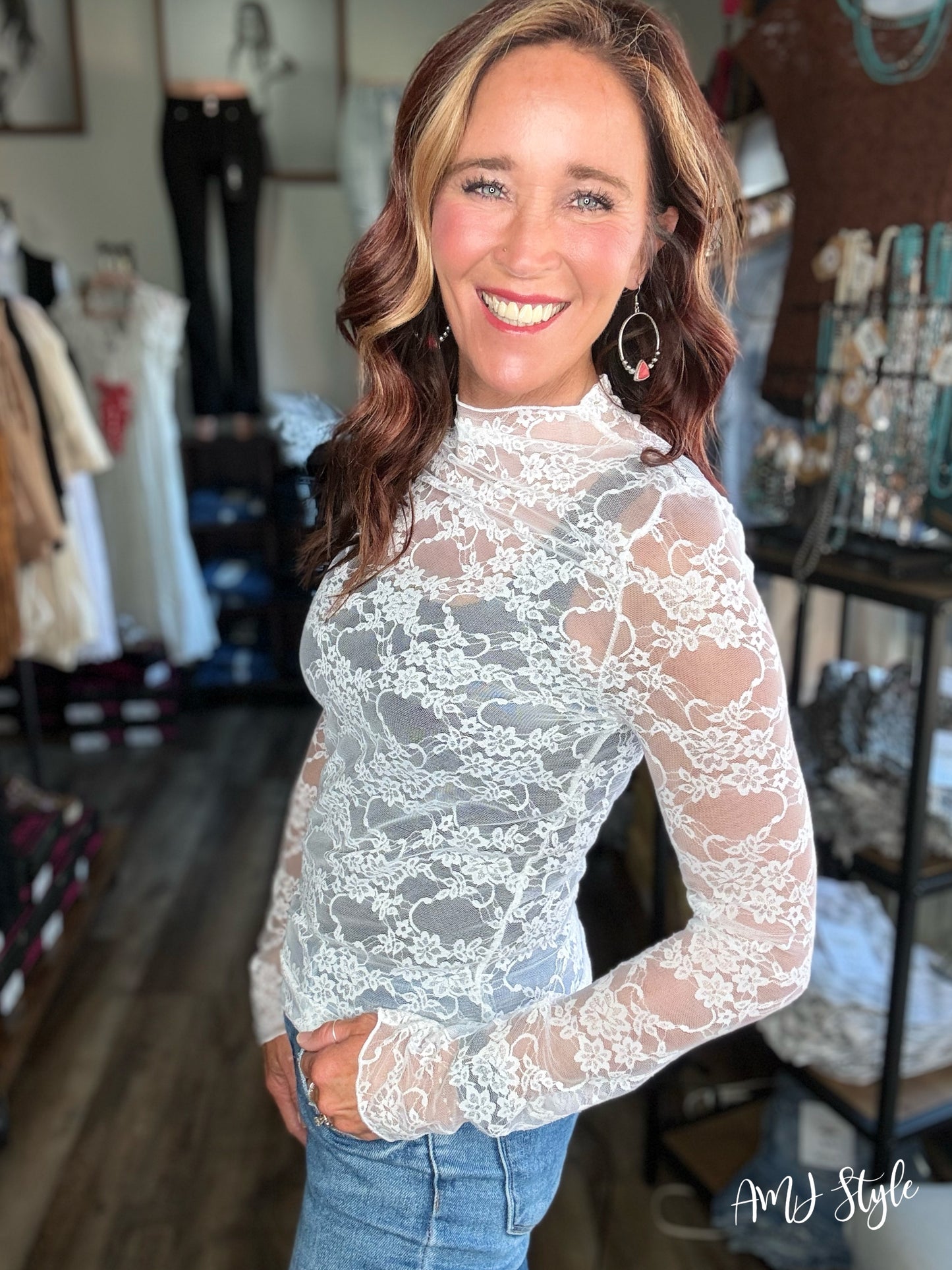 Floral Mesh Long Sleeve