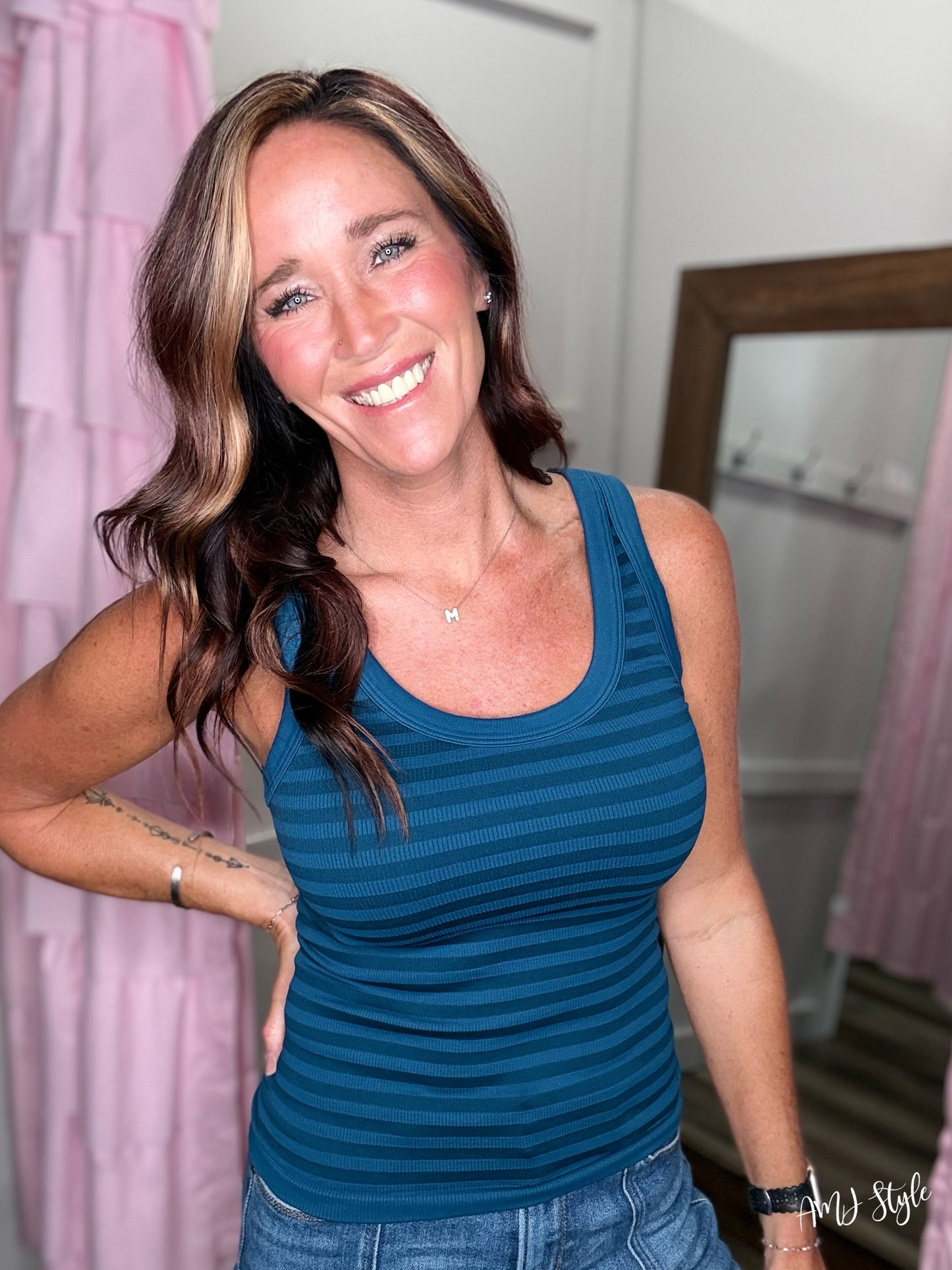 Switchup Stripe Tank - Deep Sea Blue