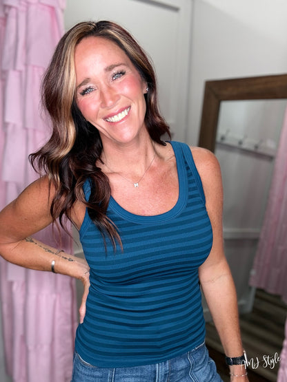 Switchup Stripe Tank - Deep Sea Blue