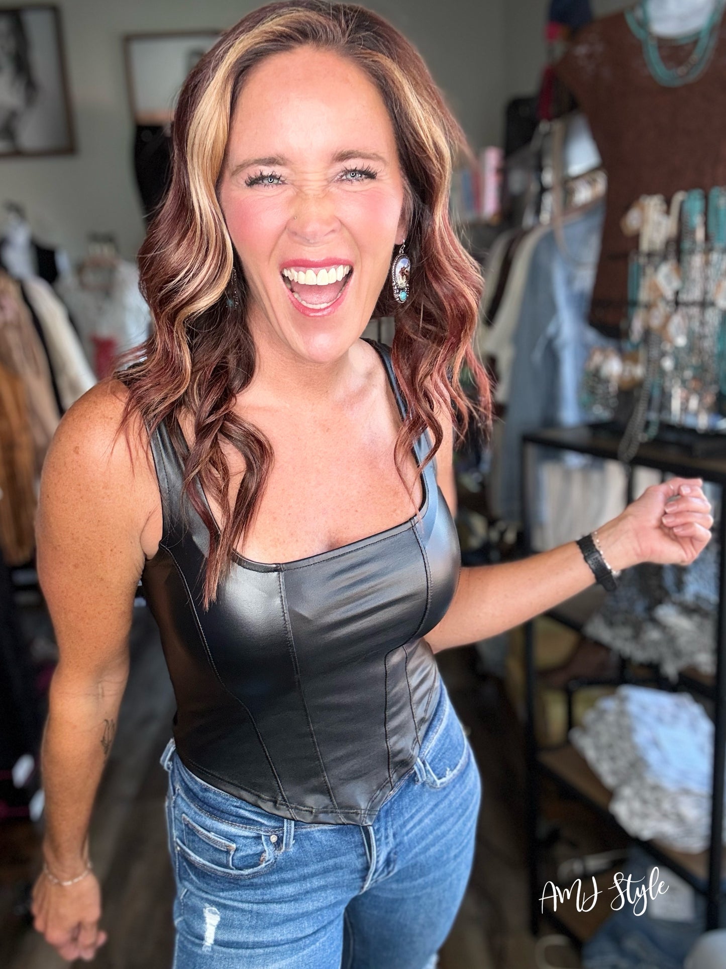 Leather Mischief Top