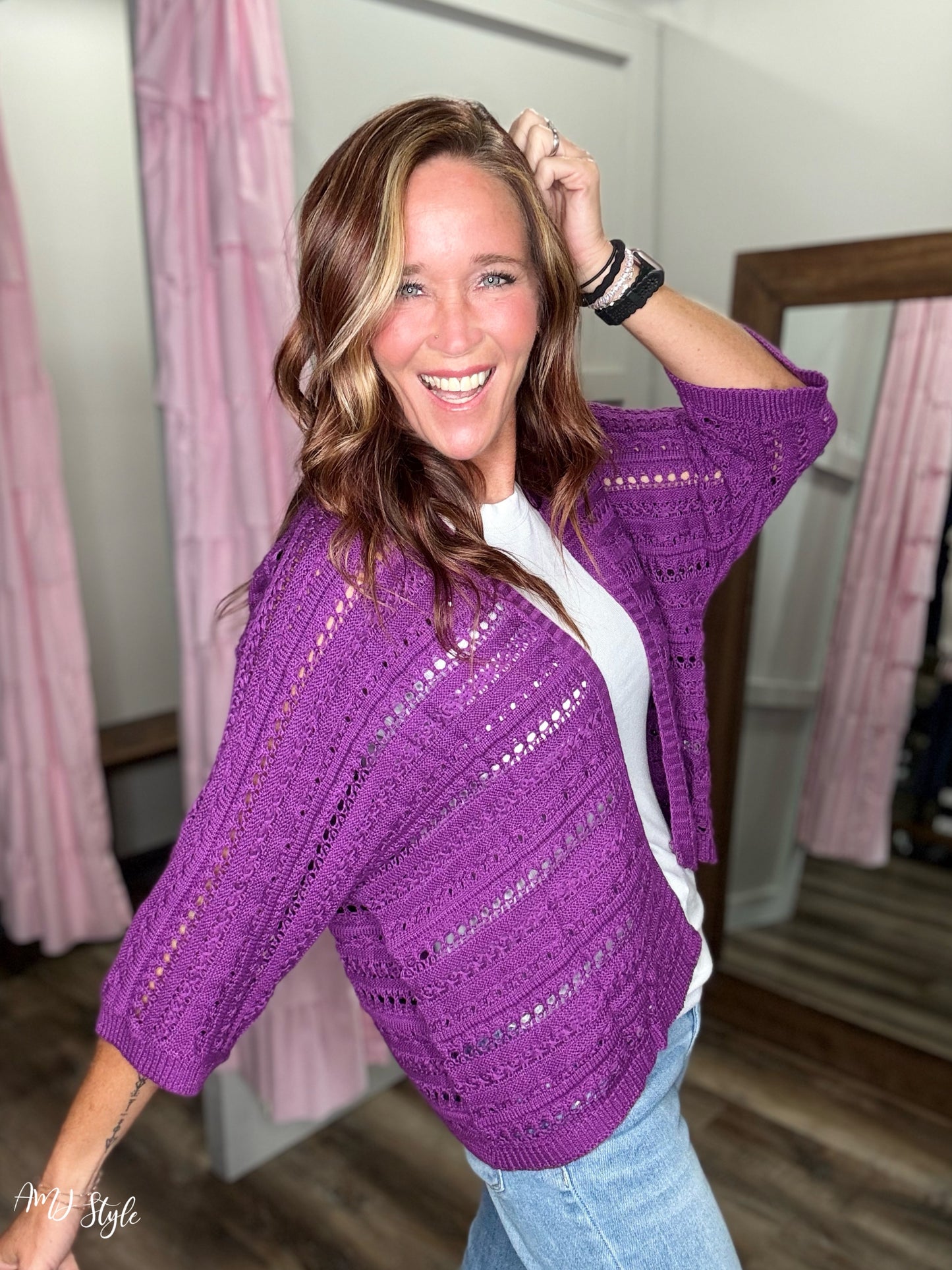 Moonlit Lavender Open Knit Cardi