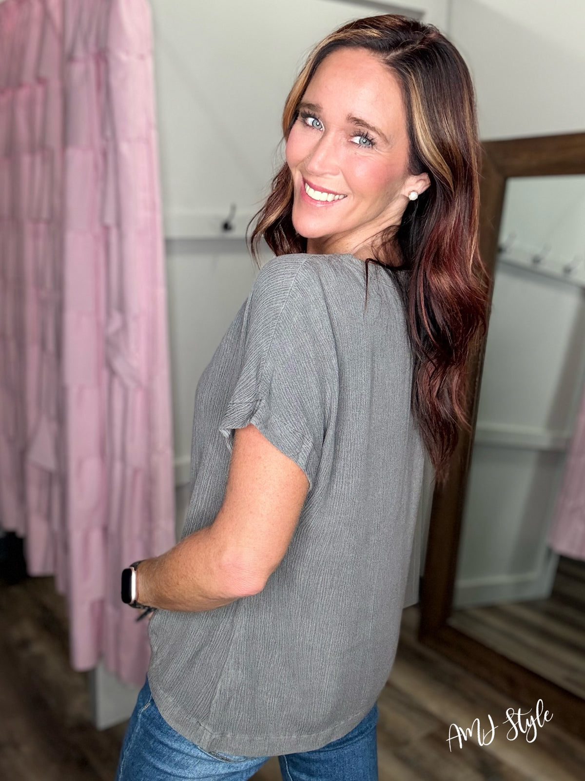 Laid Back Rayon Top - Charcoal