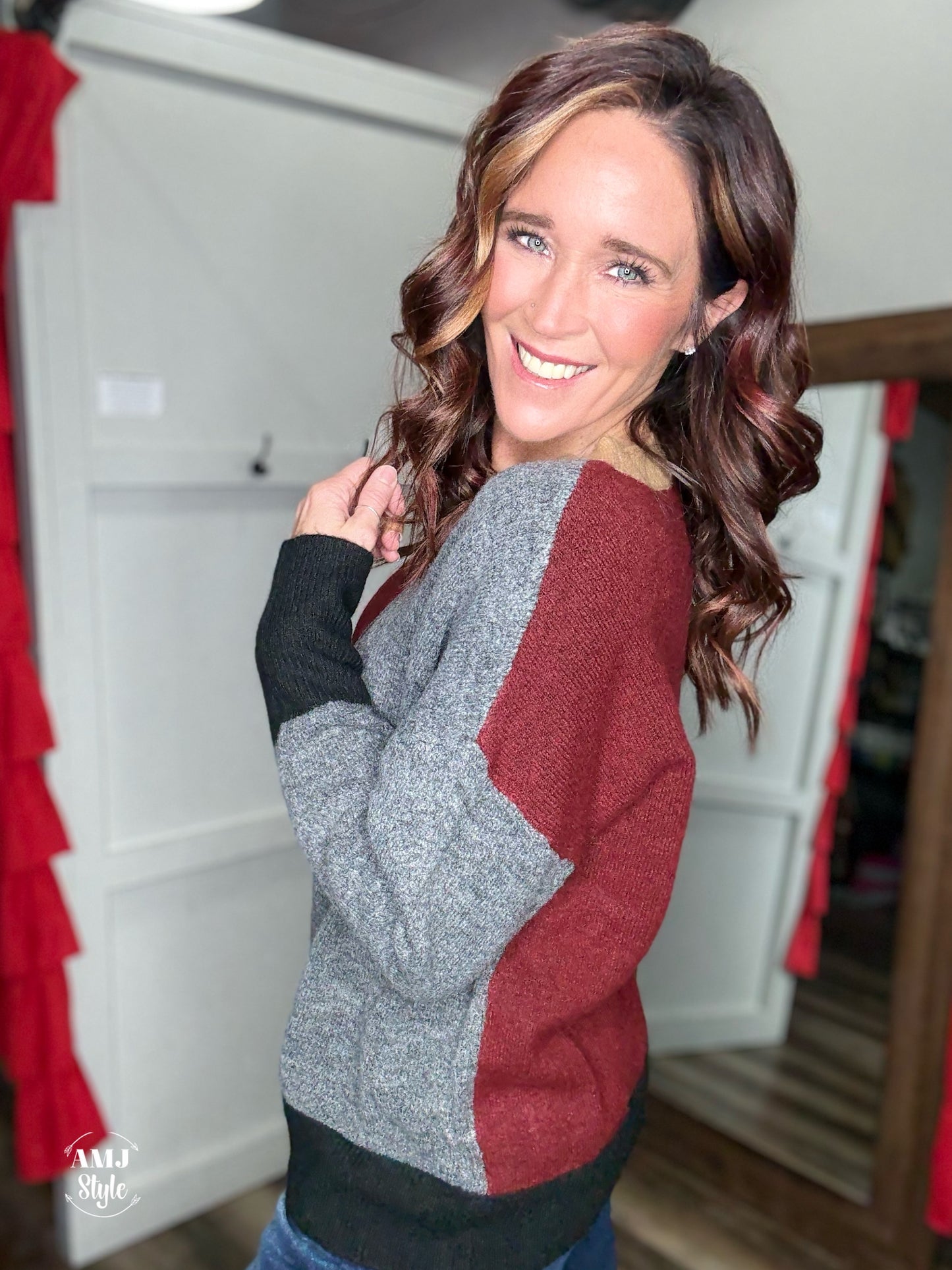 Sugar Cookie Stitch Sweater - Red Wood