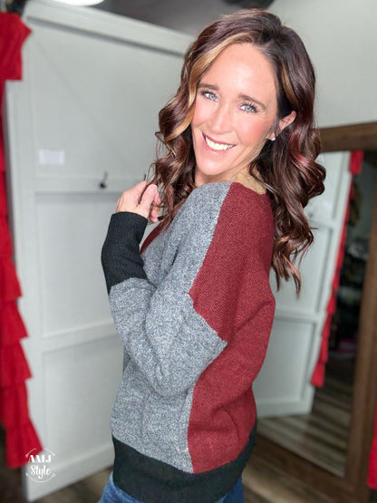 Sugar Cookie Stitch Sweater - Red Wood