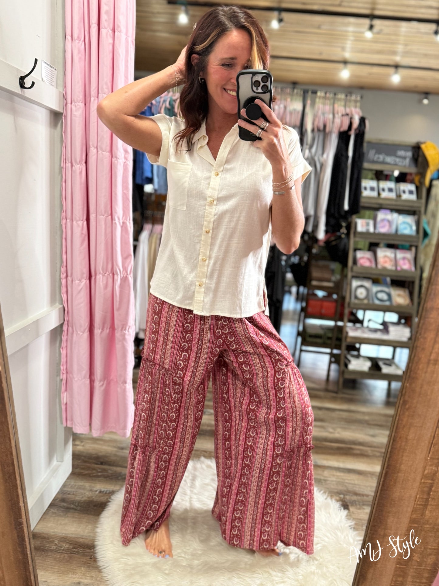 Wanderlust Wide Leg Pants - Red stripe