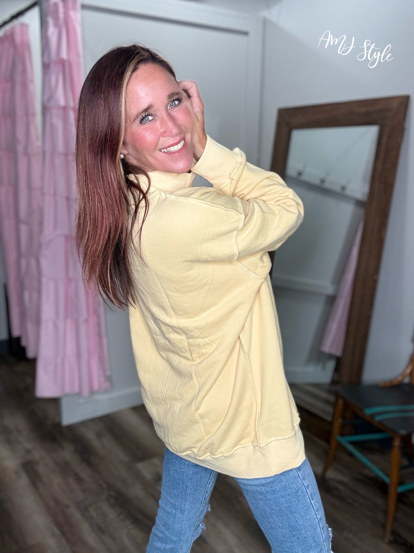 Sorbet Mock Neck Pullover - Yellow