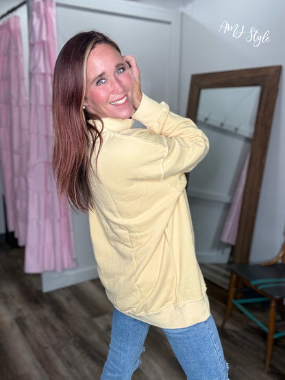 Sorbet Mock Neck Pullover - Yellow