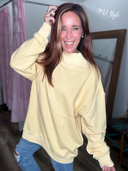 Sorbet Mock Neck Pullover - Yellow