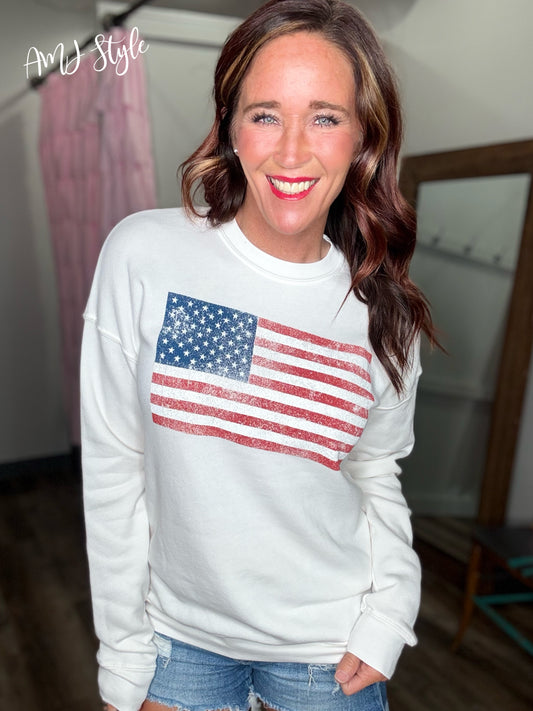Vintage American Flag Mineral Sweatshirts