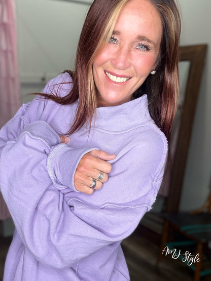 Sorbet Mock Neck Pullover - Lavender