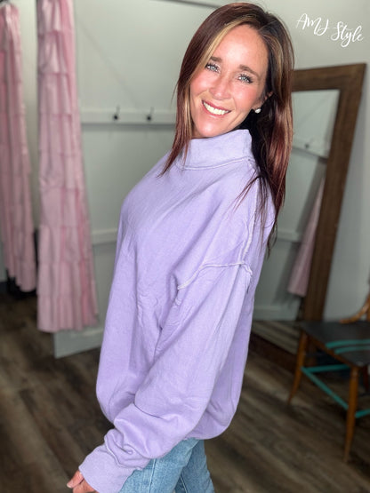 Sorbet Mock Neck Pullover - Lavender