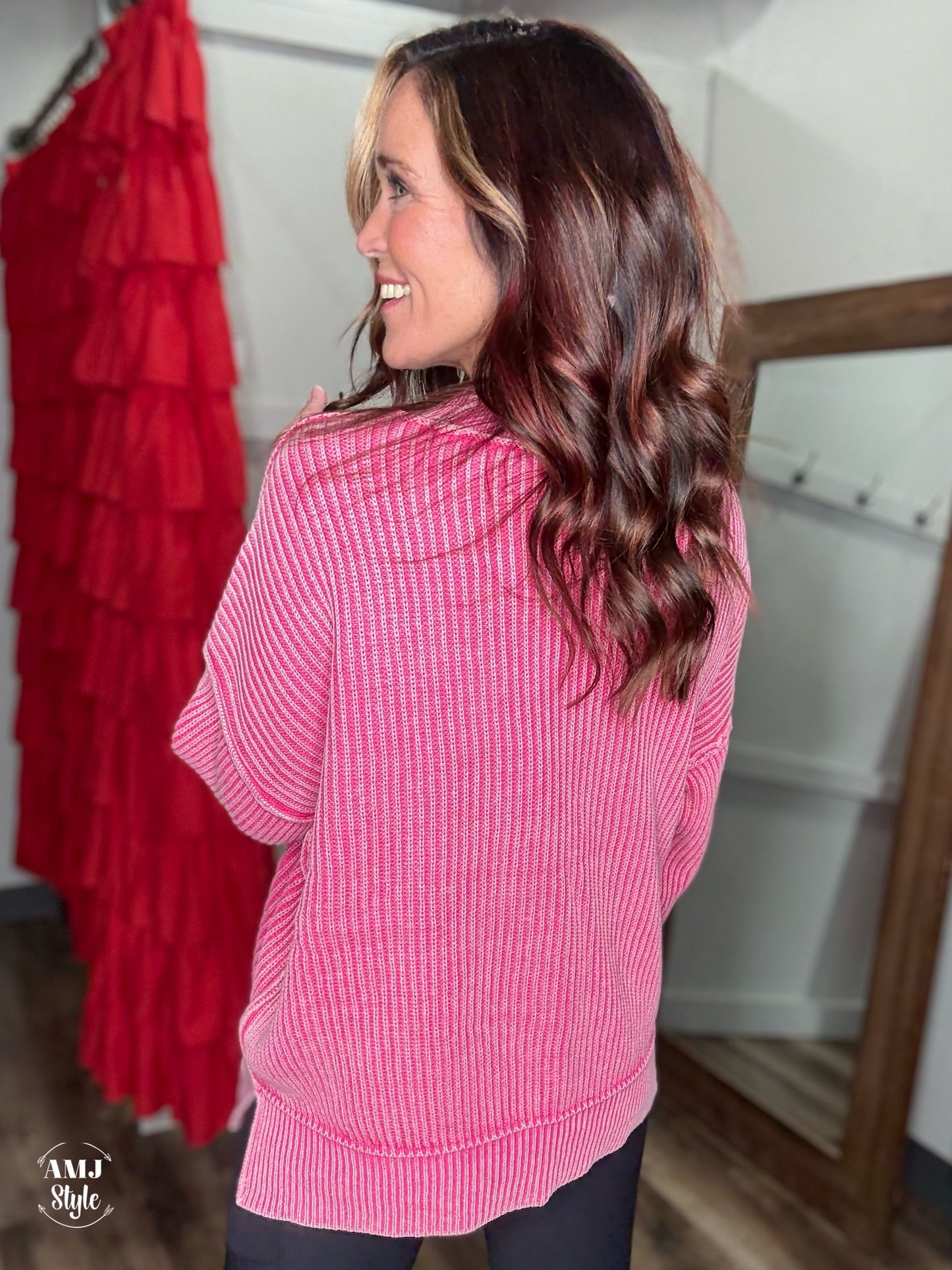 The Lodge Sweater - Hot Pink